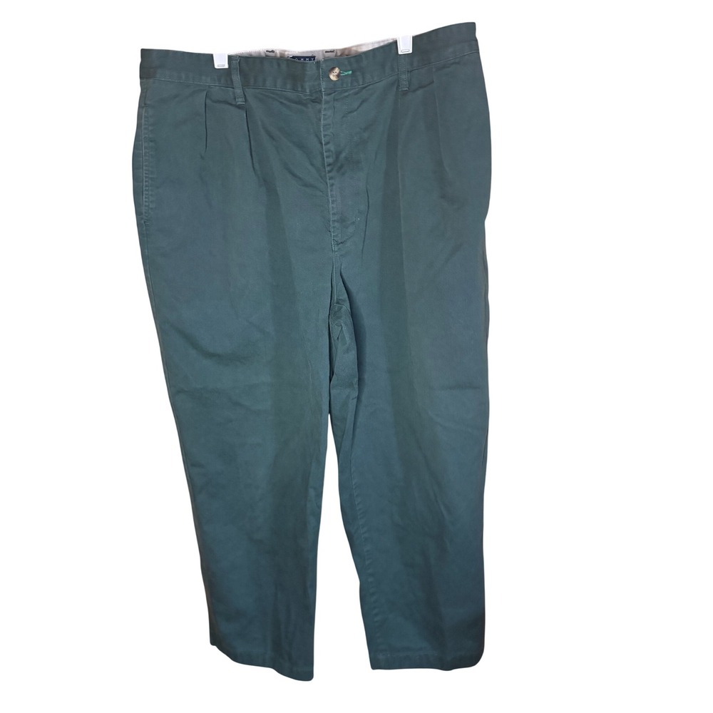 Tommy Hilfiger vintage Mens 40x32 Pleated Chino Forest Green Cotton Trousers